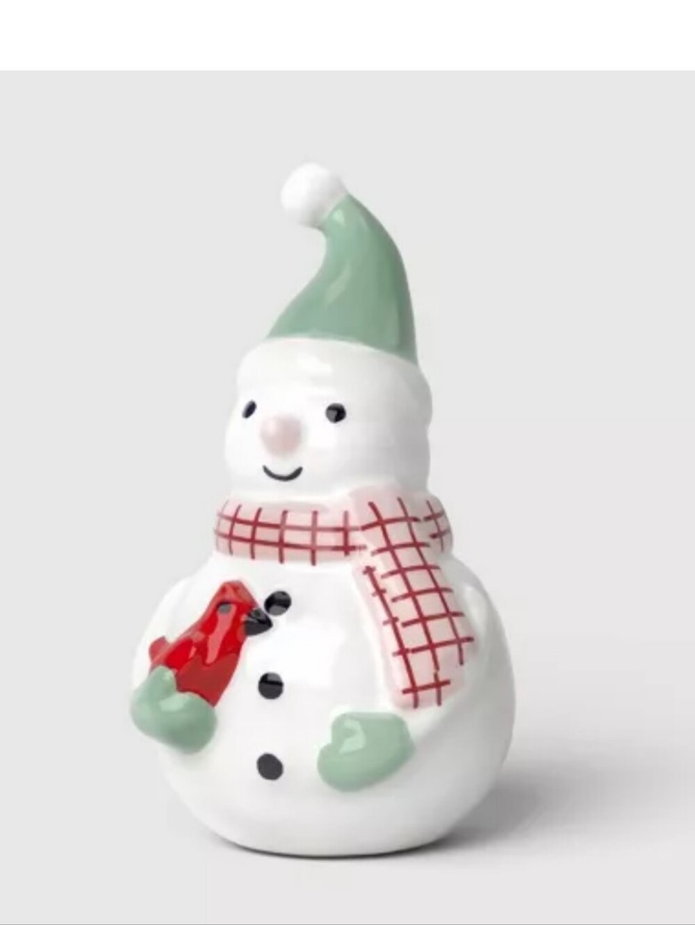 Christmas Ceramic Snowman with Red Bird Decor - Wondershop™
